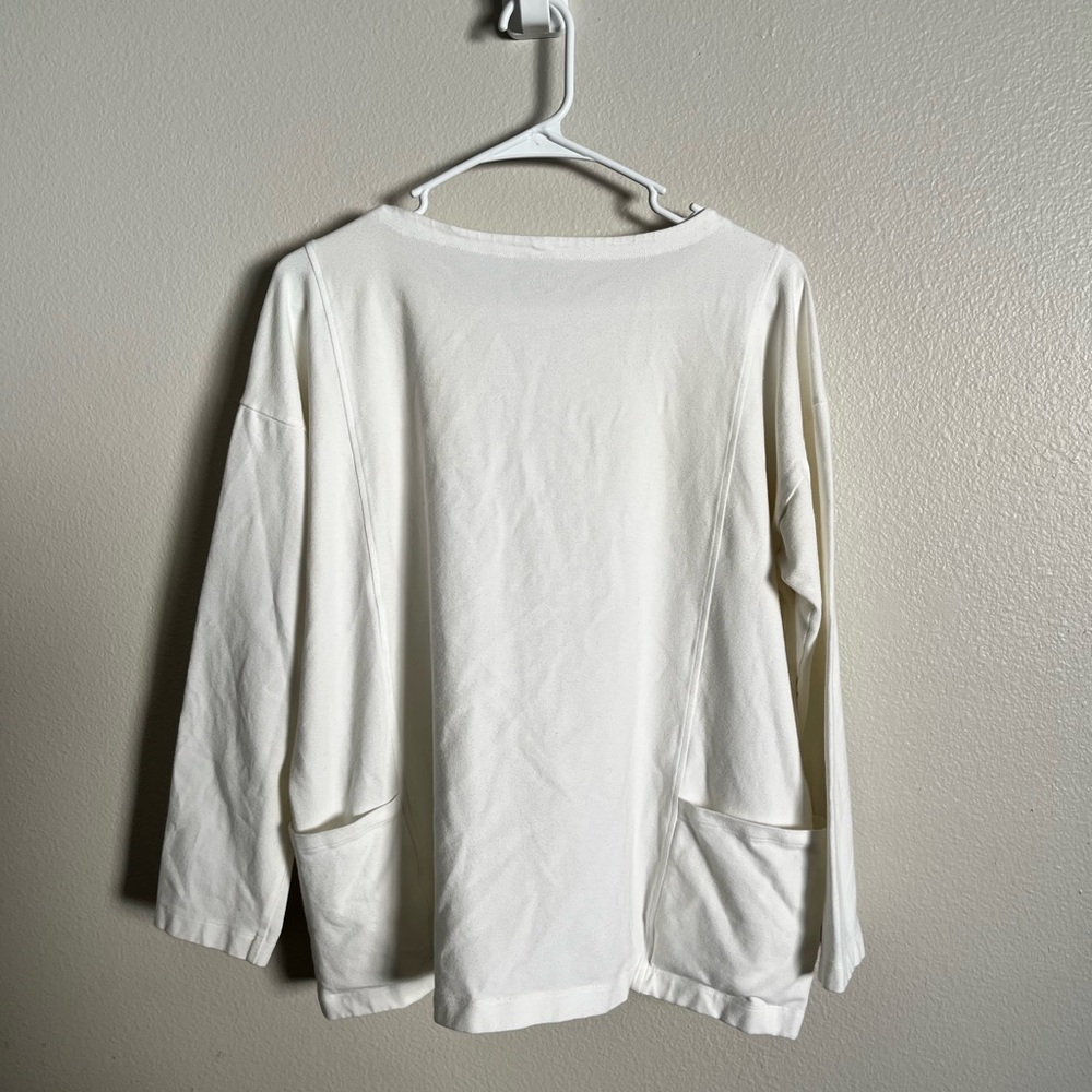 Eileen Fisher White Boat Neck Pocket Tunic Medium Minimalist chic - Picture 6 of 6